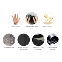 Outsunny 3 Piece 3 Piece Rattan Outdoor Cushioned Bistro Table and Chairs Set - Brown(m-6)