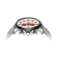 Senors Orange Dial Men's Chronograph Watch Grey Genuine Leather Strap Quartz Watch Auto Date Sports Mens Watches Internet Celebrity(m-7)