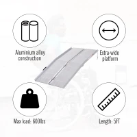 HOMCOM 5FT Aluminum Foldable Wheelchair Ramp Scooter Mobility w/ Carry Handle(m-7)