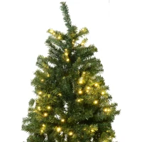 HOMCOM 7.5' PVC Pre Lit Artificial Christmas Tree with Metal Stand  550 Warm White LED  1346 Tips  Green(m-6)