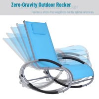 Outsunny Zero Gravity Rocking Lounge Sling Reclining Chair with Padded Headrest - Blue(m-5)