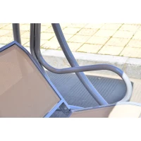 Outsunny Covered Outdoor Patio Swing Bench with Frame, Sand(m-8)