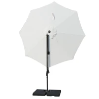 Outsunny 10' Hanging Tilt Offset Cantilever Patio Umbrella with 6-Level Adjustable Angle, Base Stand, UV Fighting Canopy, & 360° Rotation, Cream White(m-6)