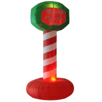 HOMCOM 6’ Outdoor Lighted Inflatable Christmas Road Sign - Santa Please Stop Here(m-1)