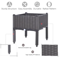 Outsunny Elevated Garden Planter - Durable Plastic Flower Bed for Vegetables, Herbs, and Flowers - Easy Assembly(m-3)