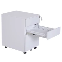 Vinsetto 24" Metal 3 Drawer Locking Under Desk Filing Cabinet On Wheels - White(m-8)