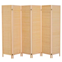 HomCom 6' 6-Panel Bamboo Screen Freestanding Room Divider(m-4)