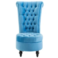 HomCom Elegant Royal High Back Velveteen Tufted Accent Chair, Blue(m-3)