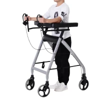 HOMCOM Aluminum Rollator Walker for Seniors Get Outside with 4 Large Wheels & Brakes and Foldable Design(m-8)