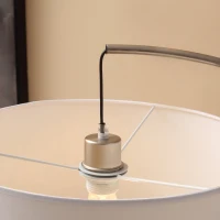 HOMCOM Arc Floor Reading Lamp, Tall Pole Standing Lamp with Hanging Fabric Lampshade for Living Room or Bedroom, Silver/White(m-11)