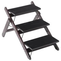 PawHut 19" 2-in-1 Wooden Portable Folding Easy Climb Pet Stairs and Ramp(m-1)