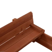 Qaba Wooden Covered Convertible Sandbox w/ Canopy and Bench Seats(m-5)