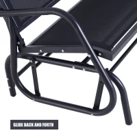 Outsunny Outdoor Front Porch Curved Loveseat Glider Rocker Bench Chair - Black(m-5)