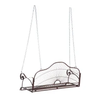 Outsunny Steel 2 Person Patio Porch Relaxation Swing Hanging Chair Bench w/ Chain - Brown(m-7)