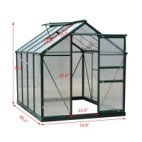 Outsunny 6' x 8' x 7' Polycarbonate Portable Walk-In Garden Greenhouse(m-3)