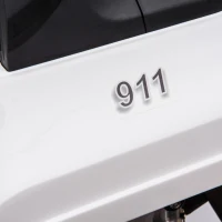 Aosom 12V Ride On Car 2- Seat Police Truck w/ Remote Control & 3 Speeds & LED Light Bar and Audio Input - White(m-17)