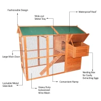 Pawhut Large Backyard Chicken Coop with Outdoor Run(m-4)