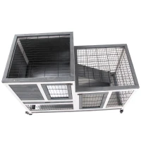 PawHut Deluxe Rabbit Hutch with Spacious Run, Indoor Bunny Cage, Pull-Out Tray for Easy Cleaning, Ideal for Small Animals(m-8)