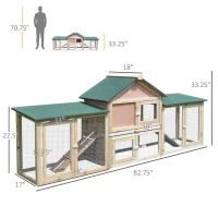 PawHut 83" Wooden Two Story Outdoor Deluxe XL Rabbit Bunny House Hutch Pet Cage(m-3)