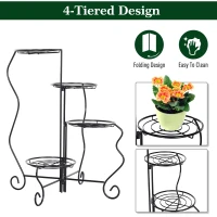 Outsunny 4-Tier Folding Flower Pot Stand Display Table for an Elegant Indoor/Outdoor Decorative Touch(m-7)