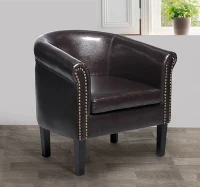 HomCom Faux Leather Traditional Club Armchair Smoking Chair - Dark Brown(m-2)