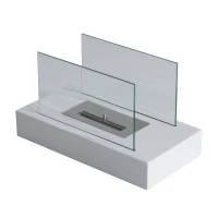 HomCom 14" Modern Free Standing Bio Ethanol Indoor Tabletop Fireplace – White(m-1)