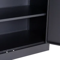 HomCom 36" Counter Height Metal Locking Storage Cabinet with 2 Adjustable Shelves - Black(m-12)