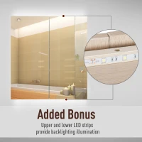 Kleankin 25" x 27" Double Door LED Bathroom Mirror Medicine Cabinet - White Oak(m-5)