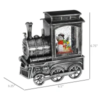 HOMCOM Christmas Snow Globe Lantern Train Shape Music Box with Light Holiday Home Novelty Decorations, Snowman Sledging(m-3)