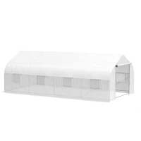 Outsunny 20x10x7ft Walk-in Outdoor Tunnel Greenhouse Portable Backyard Plant Growth Shed Warm House - White(m-9)