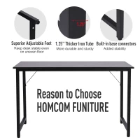 HOMCOM Heavy Duty Office Writing Desk Computer Table w/ Adjustable Feet Wood Grain Black(m-5)