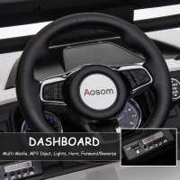 Aosom 12V Ride On Car 2- Seat Police Truck w/ Remote Control & 3 Speeds & LED Light Bar and Audio Input - White(m-9)