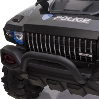 Aosom 12V Ride On Car 2-Seat Police Truck w/ Remote Control & 3 Speeds & LED Light Bar and Audio Input - Black(m-10)