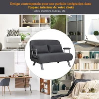 HomCom Twin Size Convertible Sleeper Bed Lounger Chair Faux Suede Microfiber Slip Cover - Gray(m-7)