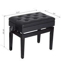 HomCom Traditional Faux Leather Height Adjustable Single Person Storage Piano Bench - Black(m-7)