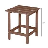 Outsunny Patio Side Table, 15" Square Outdoor End Table, HDPE Plastic Tea Table for Adirondack Chair, Backyard or Lawn, Brown(m-3)