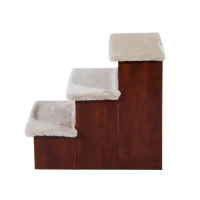 PawHut 3 Step Portable Pet Stairs Ramp Easy Climb Step with Storage Compartments(m-4)