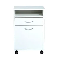 HOMCOM Modern Rolling File Cabinet with Storage Shelves and Drawer, Home Office Document Organizer, White(m-2)