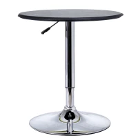 HomCom 25" Round Indoor Home Pub Bar Table Adjustable Bistro Counter Round Swivel Top - Black and Silver(m-2)