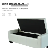 HomCom 51" Large Bedroom Closet Entryway Unique Ottoman Storage Bench PU Leather Plush - White(m-4)