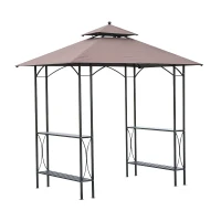Outsunny 8' Outdoor Patio Double-Tier BBQ Grill Canopy Tent with Two Table Surfaces(m-1)
