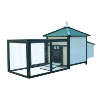 PawHut 77" Premium Wooden Backyard Chicken Coop With Run And Nesting Box - Green / White(m-7)