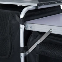 Outsunny 6' Aluminum Portable Fold-Up Camping Kitchen with Windscreen and 3 Enclosed Cupboards(m-10)