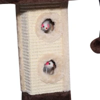 PawHut 2-Tier Cat Tree Tower Scratching Post Furniture with Mice Toy Sisal Ball Roller - Beige / Coffee Brown(m-7)