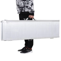 HomCom 10' Portable Tri-Fold Lightweight Aluminum Stair Doorway Entry Disability Ramp - Silver(m-4)