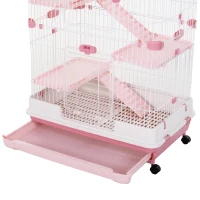 PawHut 6-level Indoor Rabbit Enclosure Small Animal Hutch Pink(m-14)