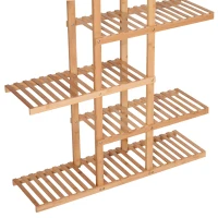 HOMCOM Bamboo Wood Plant Stand Slat Shelf Flower Pots Holder Bathroom Display Rack Utility Storage Shelving Unit Slatted(m-8)