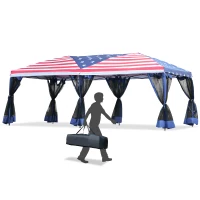 Outsunny 10x20ft Pop up Party Tent Gazebo Canopy Market Instant Shelter American Flag - Multi Color(m-2)