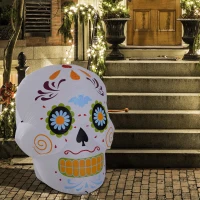 HomCom 4' LED Outdoor Halloween Inflatable Decoration - Day of the Dead Sugar Skull(m-1)