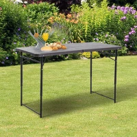 Open Box Outsunny Folding Lightweight Rectangle Picnic Desk Outdoor Height- Adjustable Camping Table(m-1)